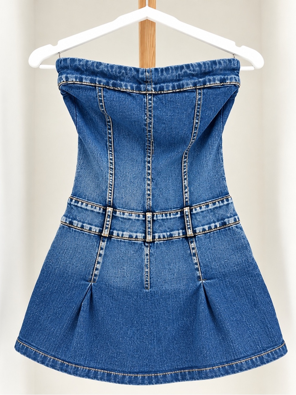 Blue Denim Strapless Skort - Women Jeans